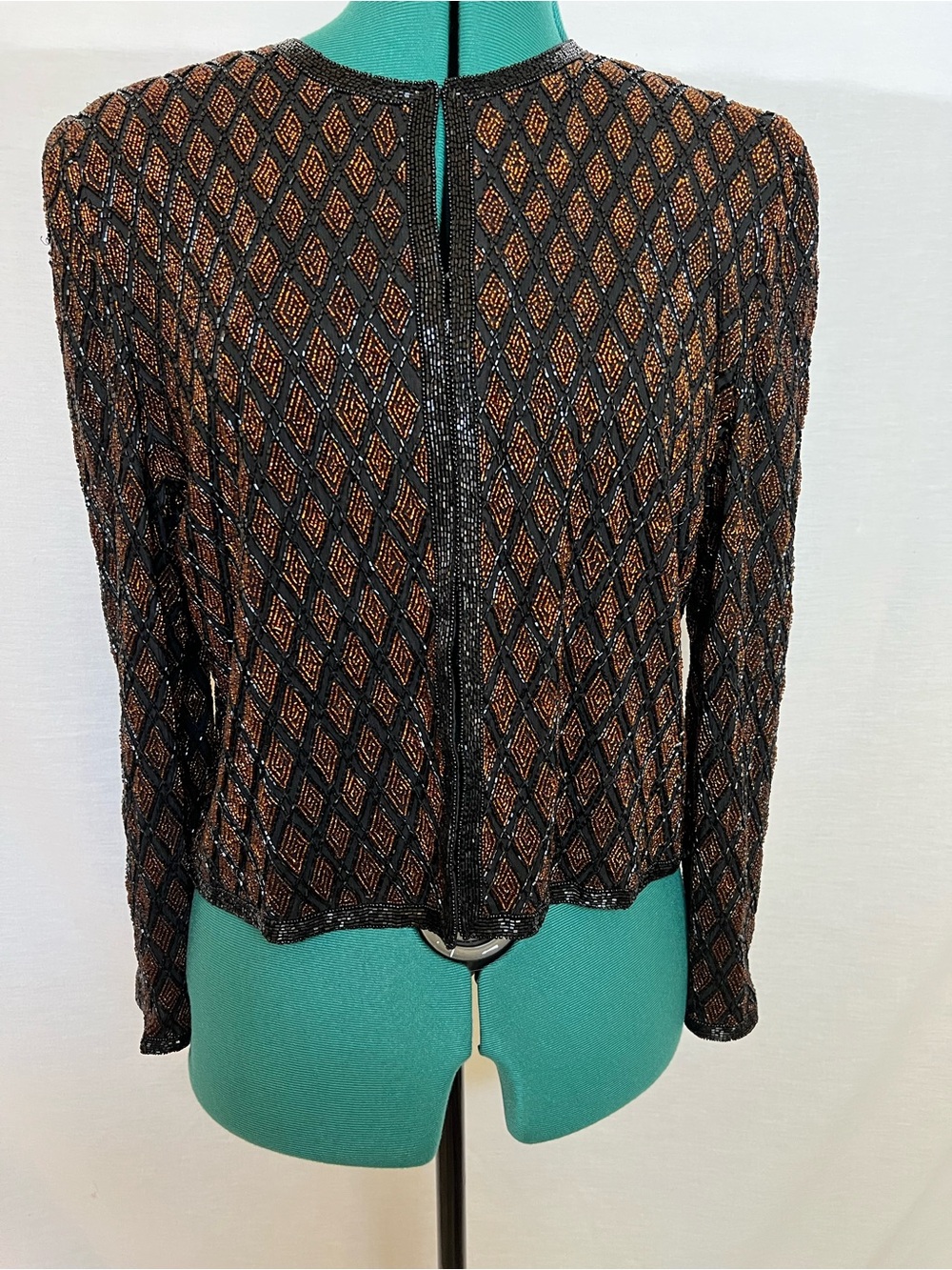 Vintage Silk Black and Copper Beaded Special Occasion Blazer Jacket